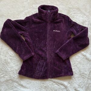 Columbia Full-Zip Plush Fleece Jacket Deep Purple Soft Cozy Layer Small
